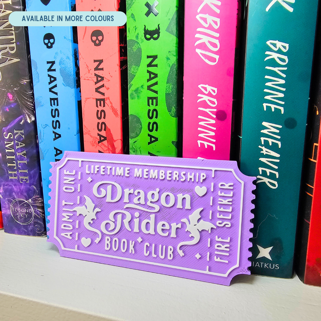 Dragon Rider Book Club Ticket - Shelf Decor